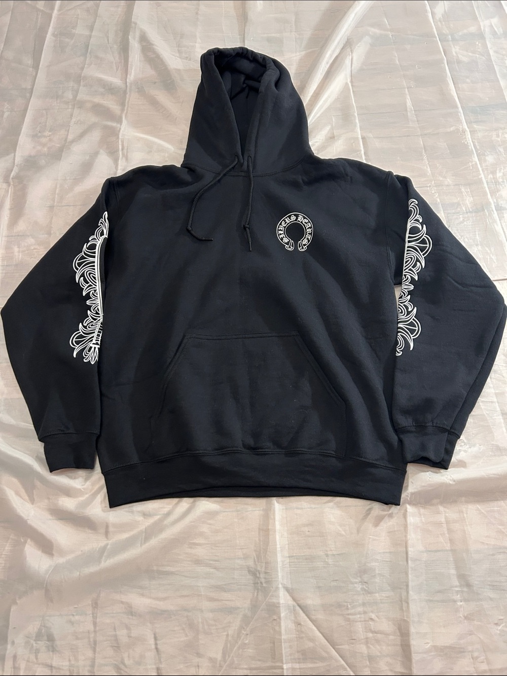 Black Graphic Hoodie with Sleeve Artwork - Men